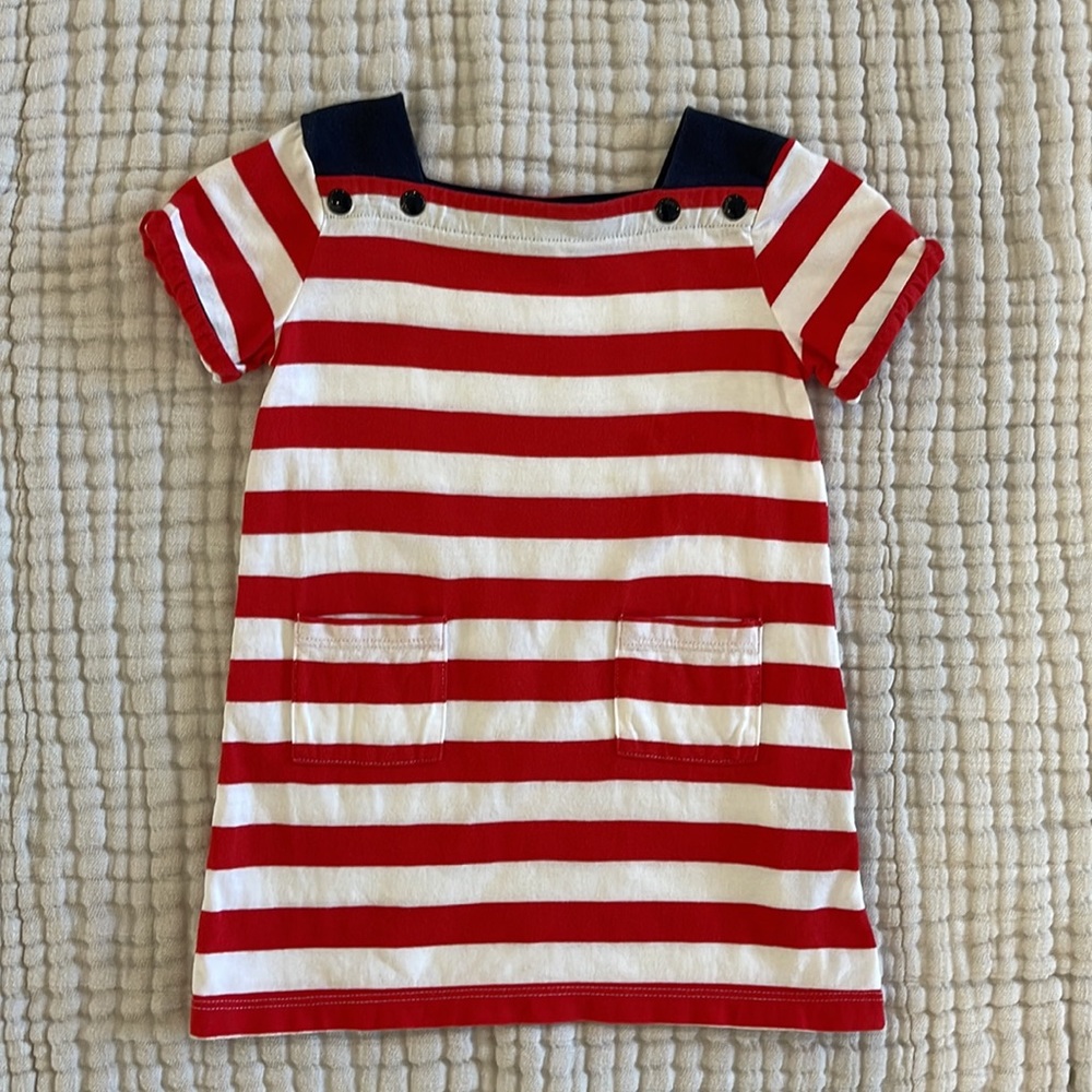 Petit Bateau Red and White Striped Dress